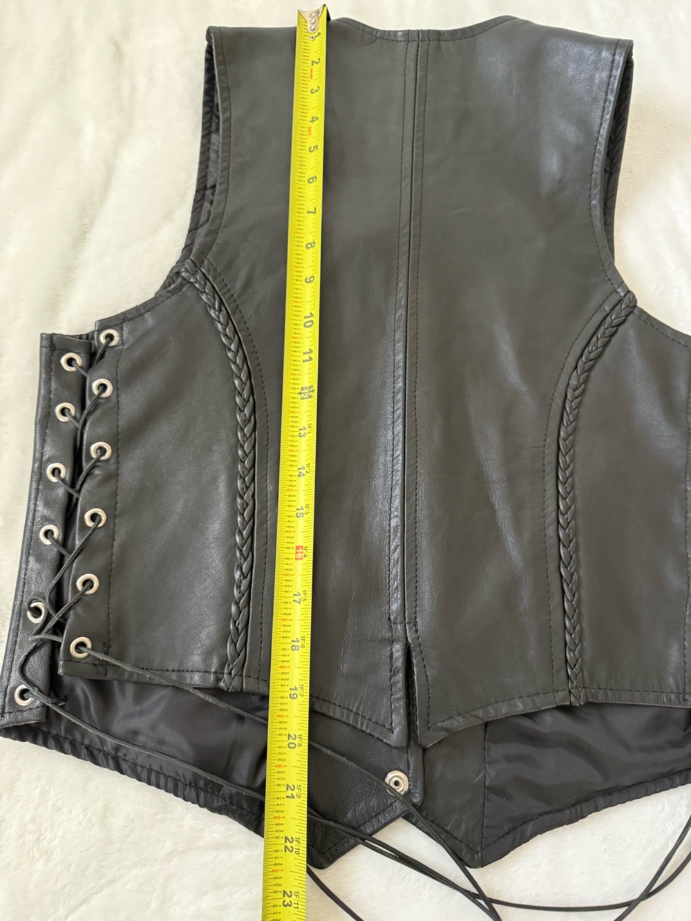 Pro Rider Women’s Black Genuine Leather Motorcycle Biker Vest Lace Up Size S-M - Picture 12 of 12